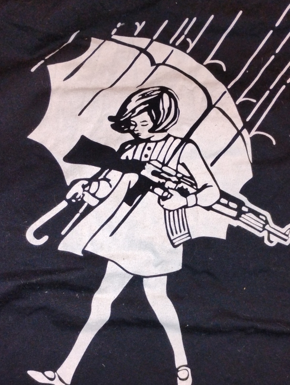 Black Graphic Umbrella Print T-Shirt